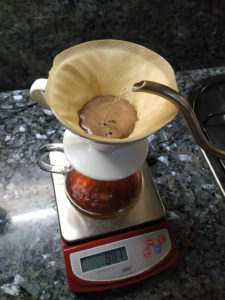 Pouring coffee into the Hario V60